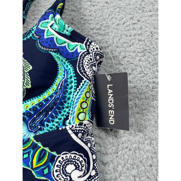 Lands End Womens Size 2 Green Blue Paisley Tankini Swim Top NWT - Picture 8 of 8